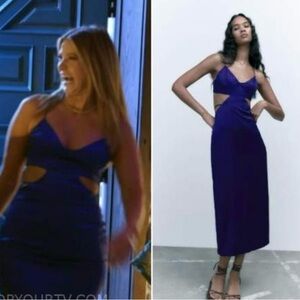 💙Blue Satin Zara Cutout Dress!💙